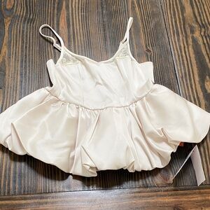AiiRZ Elegant Cream/Ivory Satin Bubble Hem Peplum Cami Blouse - NWT - Sz medium